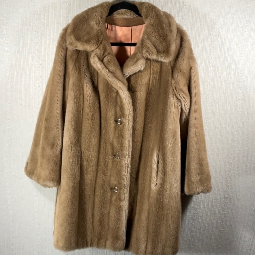 Vtg 60s Grandella II Sportowne Womens Faux Fur Coat - Size 14